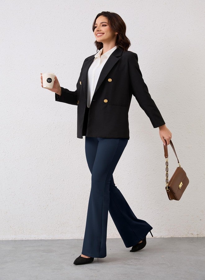 VIMPEP Flare Yoga Dress Work Pants Women High Waisted Pull On Stretchy Slacks Flared Leggings for Business Casual with Pockets 2102 31 Navy Blue XS - Image 5